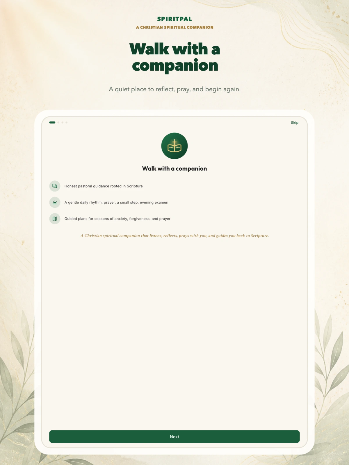 SpiritPal companion onboarding